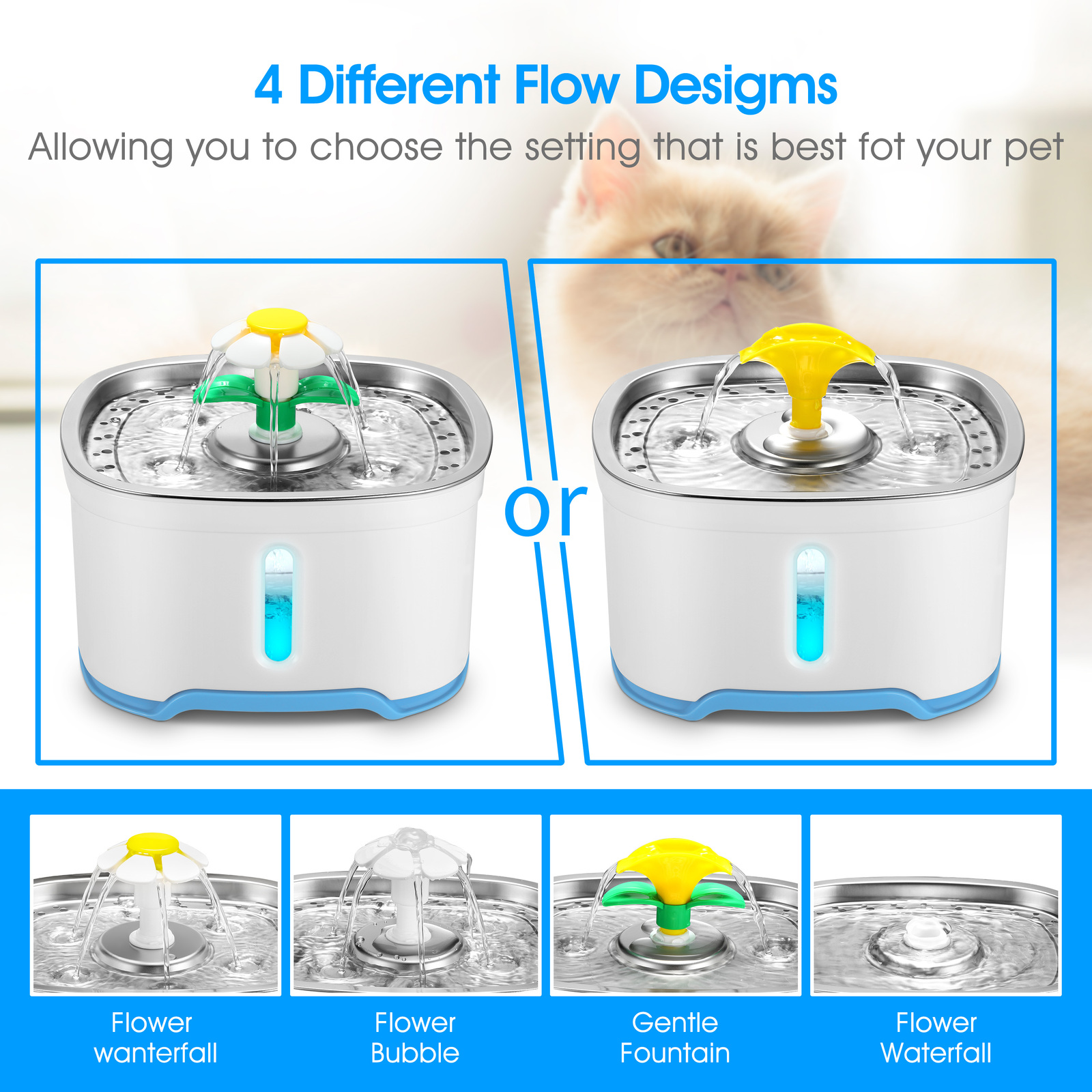 YES4PETS 2.5L Automatic Electric Pet Water Fountain Dog Cat Water Feeder Bowl Dispenser - Image 10