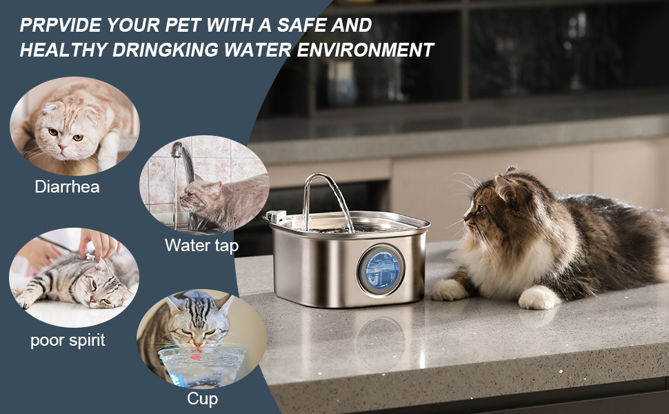 YES4PETS 3.2L Automatic Electric Pet Water Fountain Dog Cat Stainless Steel Feeder Bowl Dispenser - Image 4