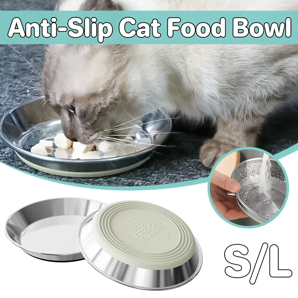 AntiSlip Cat Bowl Pet Food Basin Cat and Dog Feeding Bowl Universal Pet Dish - S - Image 2