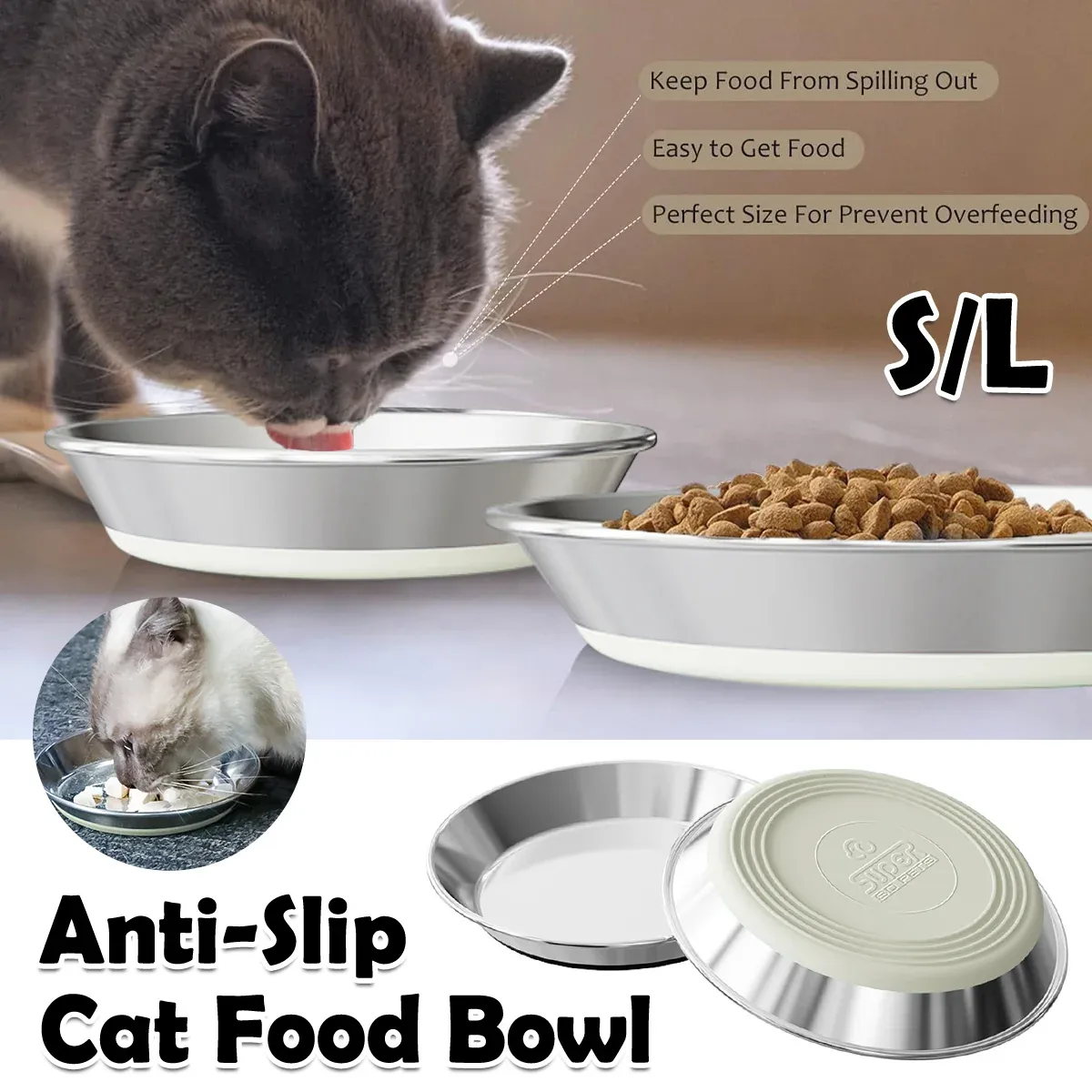 AntiSlip Cat Bowl Pet Food Basin Cat and Dog Feeding Bowl Universal Pet Dish - S - Image 5