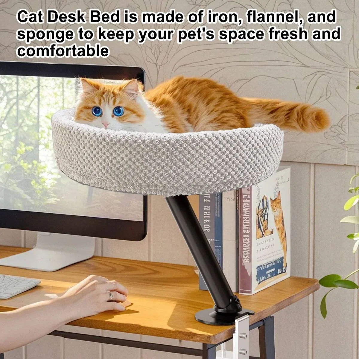Suspended Cat Bed Desktop Hammock Cat Bed For Office Desk Window Mount Sleeping - Image 4