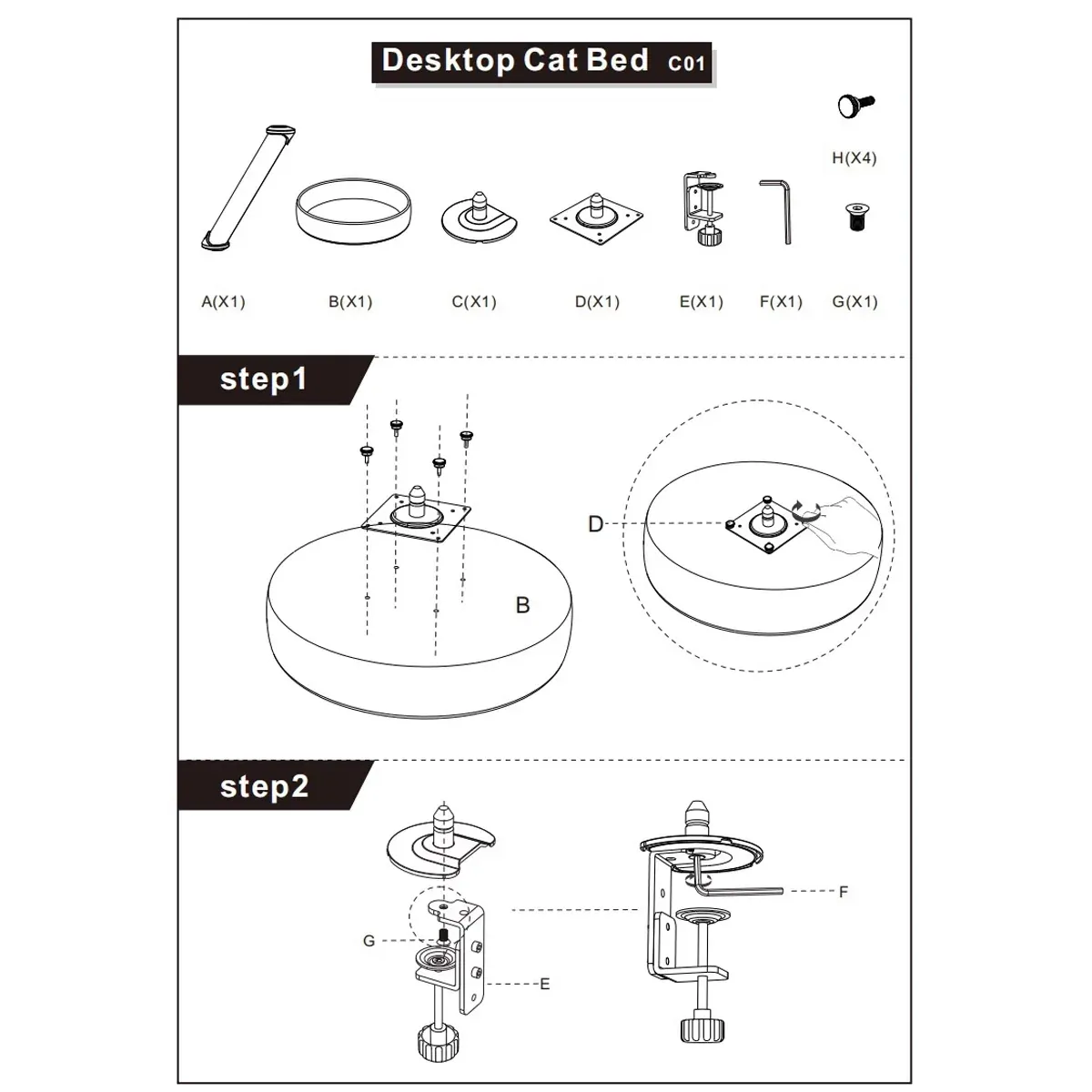 Suspended Cat Bed Desktop Hammock Cat Bed For Office Desk Window Mount Sleeping - Image 5