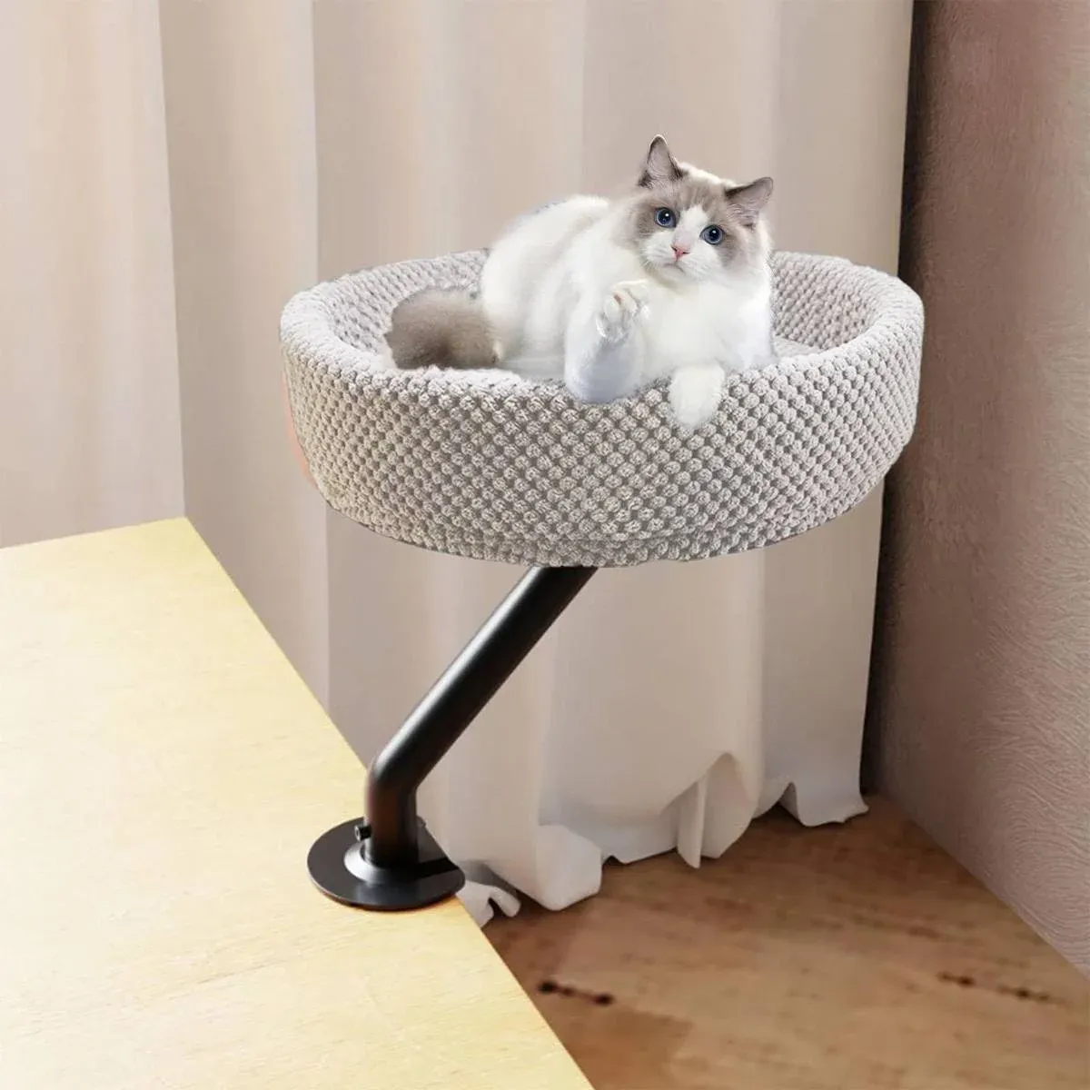 Suspended Cat Bed Desktop Hammock Cat Bed For Office Desk Window Mount Sleeping - Image 7