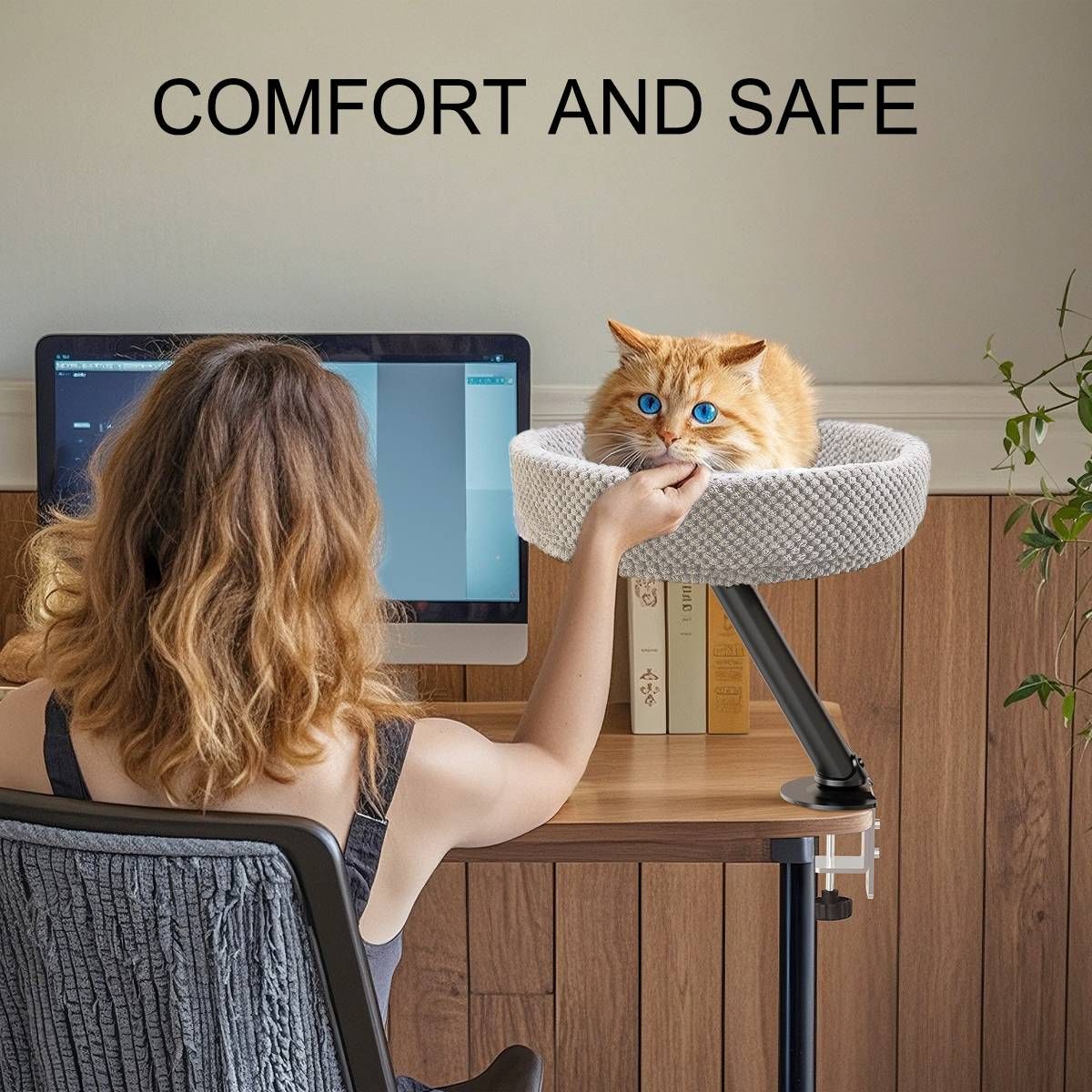 Suspended Cat Bed Desktop Hammock Cat Bed For Office Desk Window Mount Sleeping - Image 9