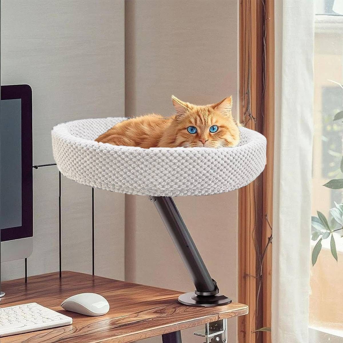 Suspended Cat Bed Desktop Hammock Cat Bed For Office Desk Window Mount Sleeping - Image 11