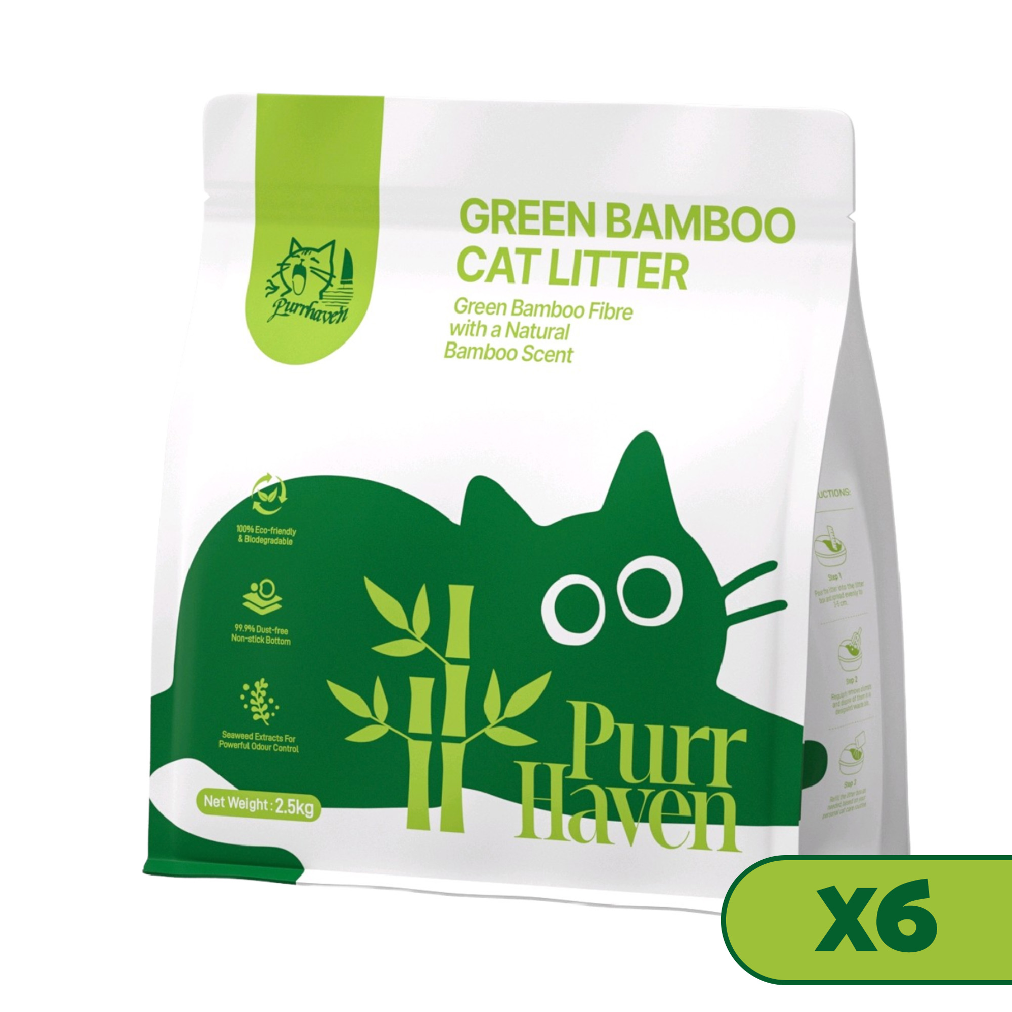 PurrHaven Bamboo Clumping Cat & Kitty Litter, 15kg (6 Pack),Dust Free,Natural Flusable,Easy to Clean,Odour Neutraliser,Rapid Liquid Absorption,Non-Toxic Formula - Image 7